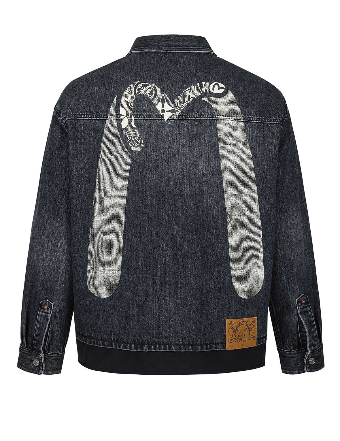 Daicock and Seagull Print Relax Fit 2-in-1 Denim Worker Shirt Jacket - Image 12