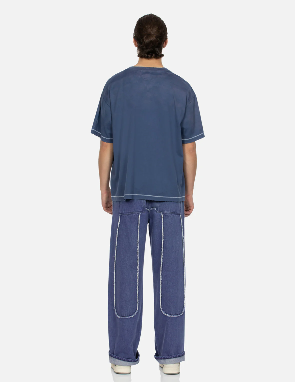 Daicock with Fringed Edges Baggy Fit Work Jeans - Image 10