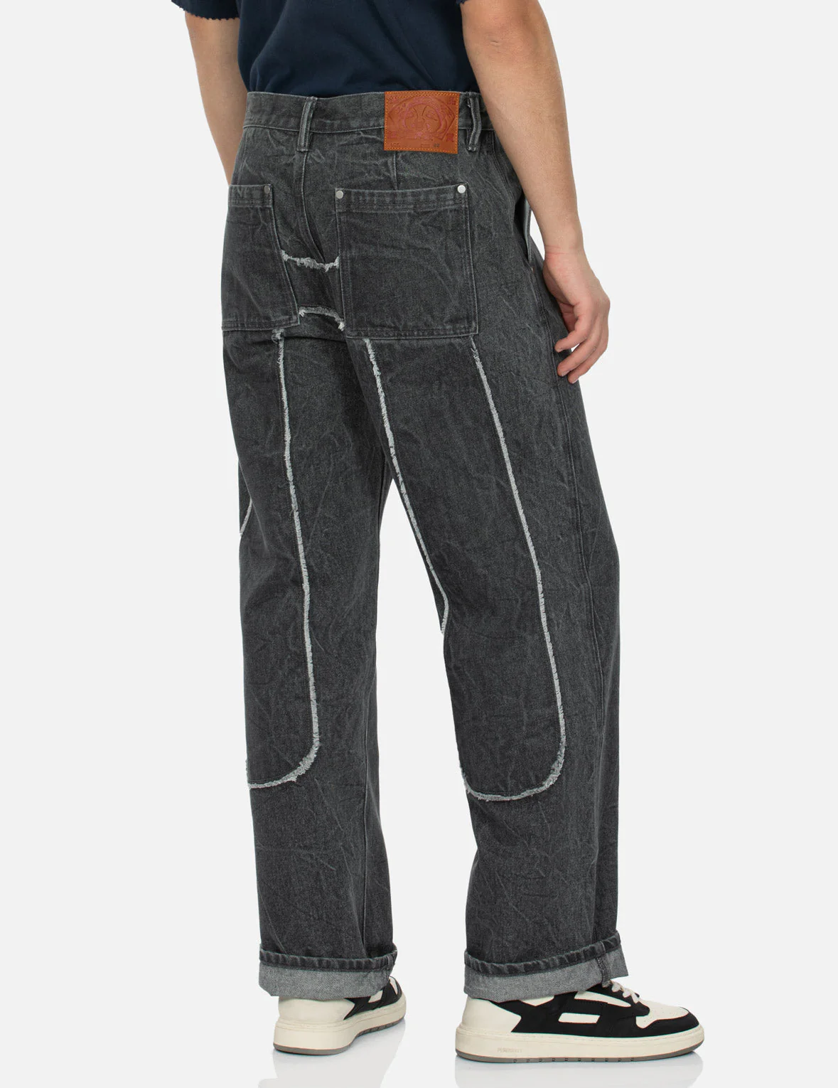 Daicock with Fringed Edges Baggy Fit Work Jeans - Image 13