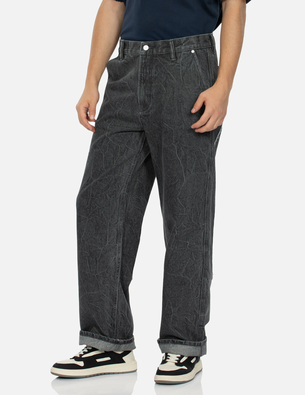 Daicock with Fringed Edges Baggy Fit Work Jeans - Image 15