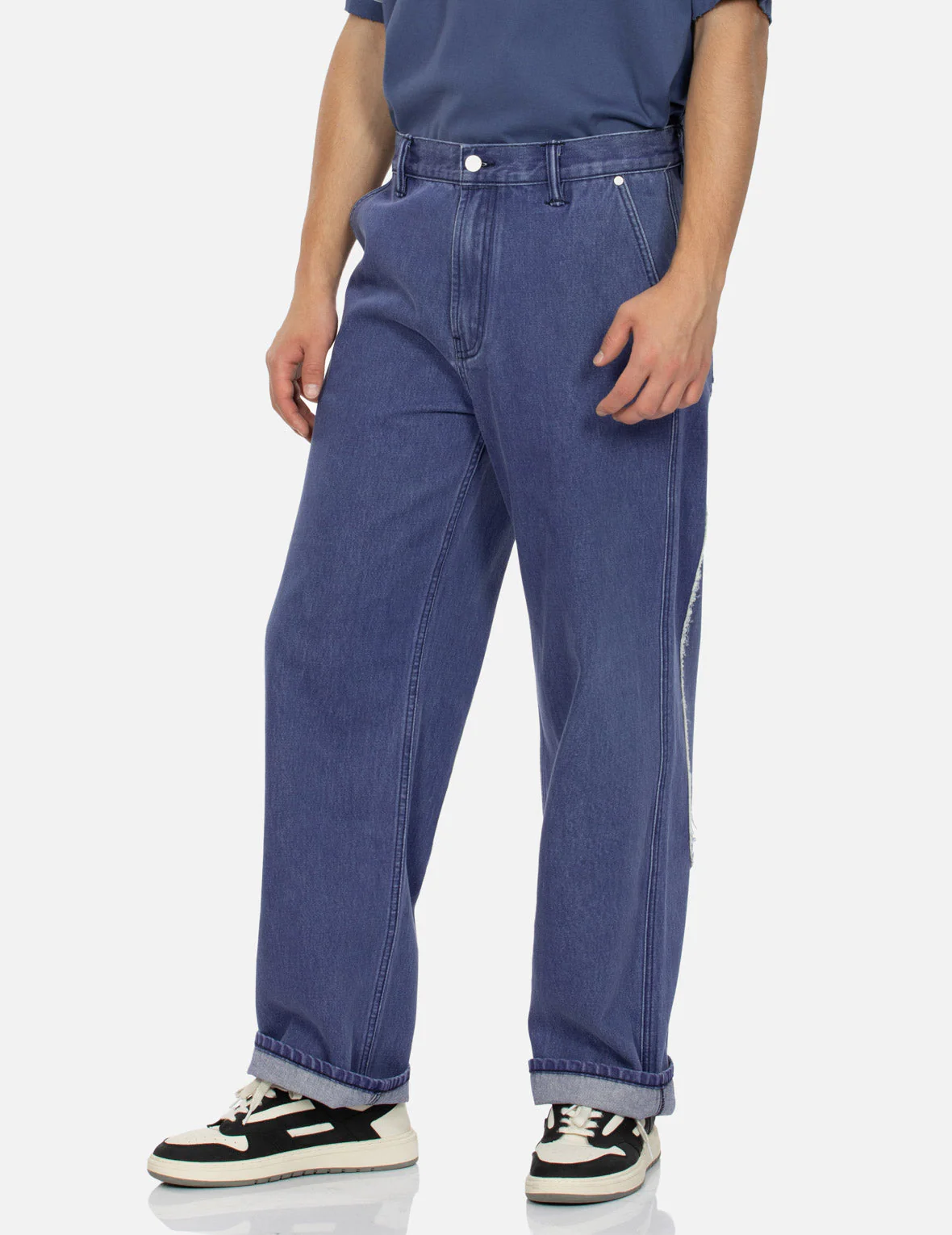 Daicock with Fringed Edges Baggy Fit Work Jeans - Image 16
