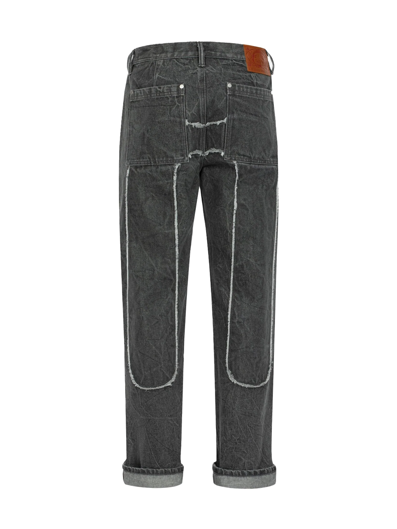 Daicock with Fringed Edges Baggy Fit Work Jeans - Image 18