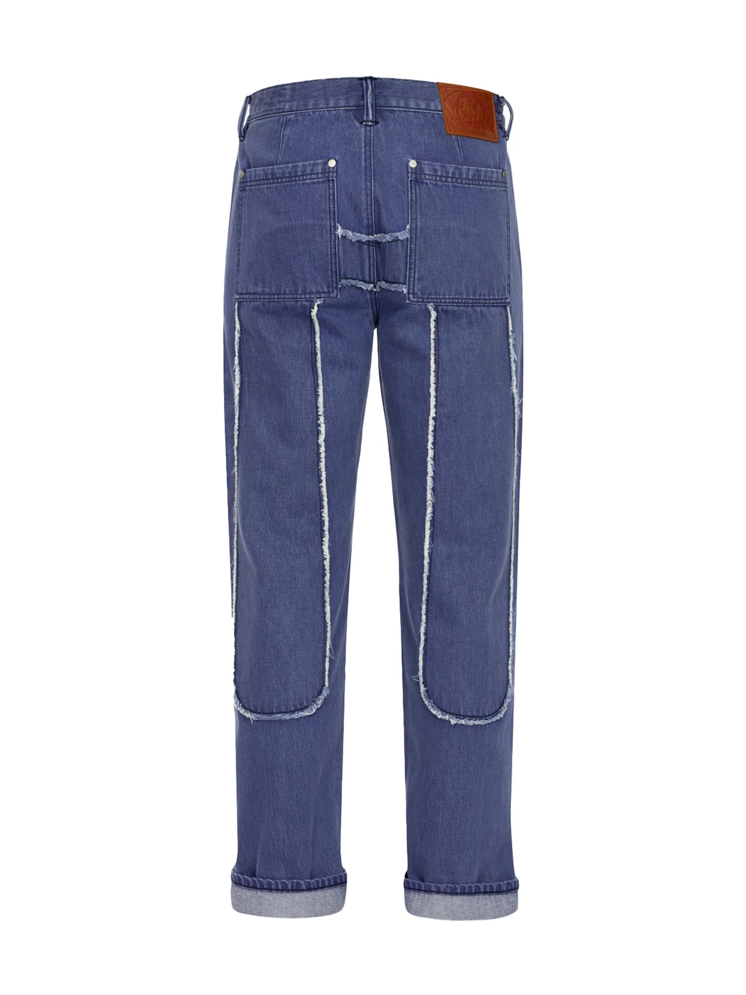 Daicock with Fringed Edges Baggy Fit Work Jeans - Image 19