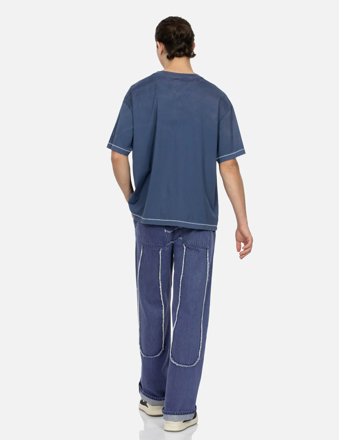 Daicock with Fringed Edges Baggy Fit Work Jeans - Image 6