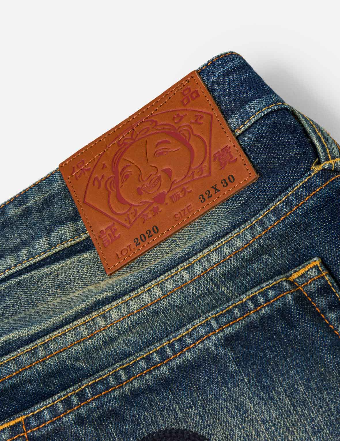 Dark Tone Washed Embroidery Jeans #2020 - Image 11