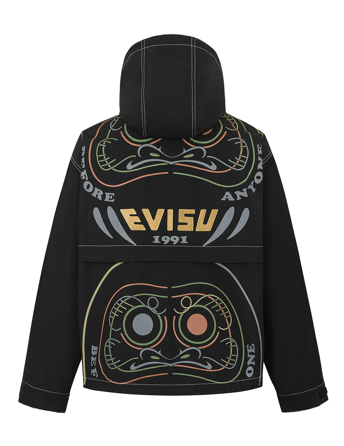 Daruma Print and Logo Appliqué Relax Fit Hooded Jacket - Image 13