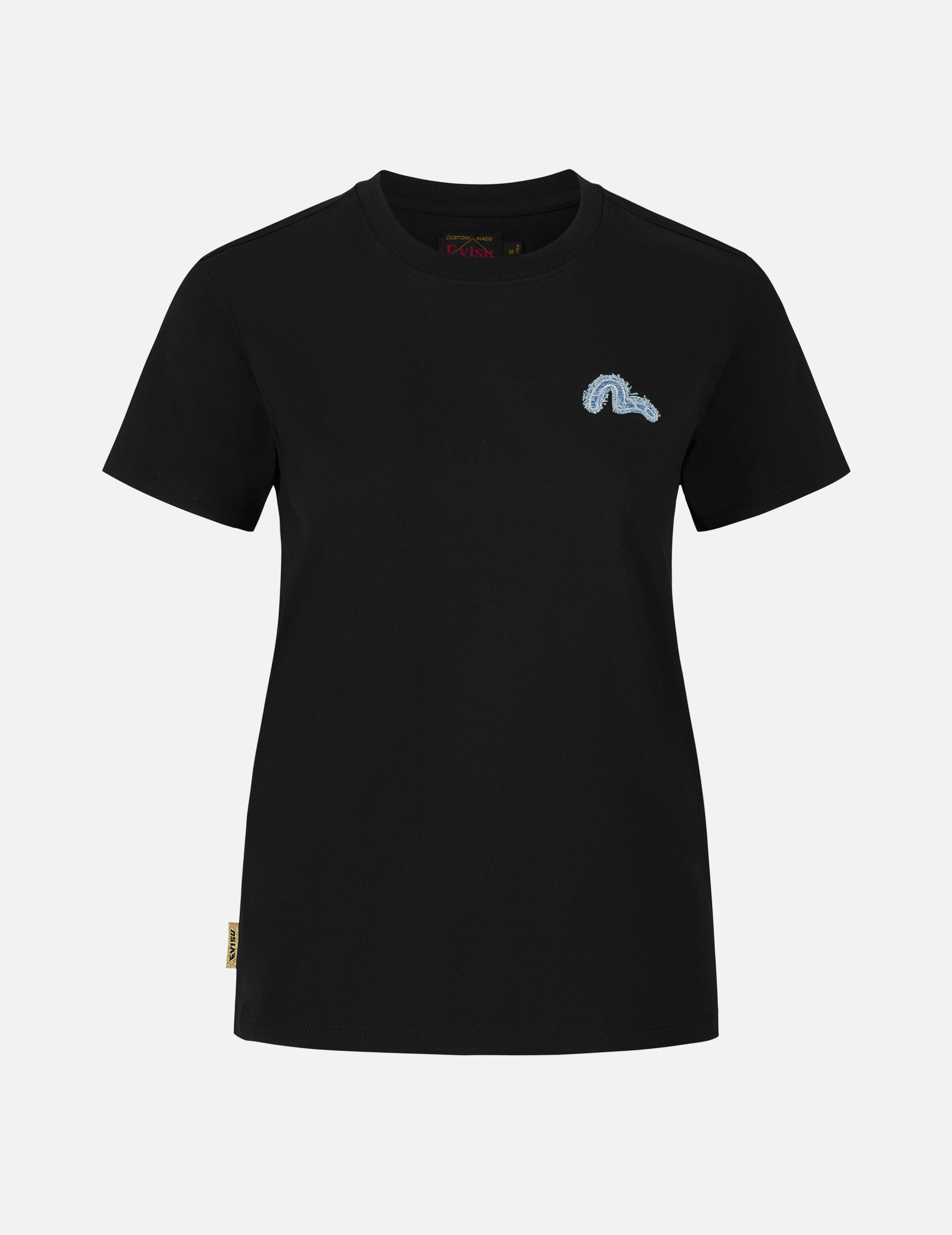 Deconstructed Denim Applique Embroidery Regular Fit T-Shirt - Image 3