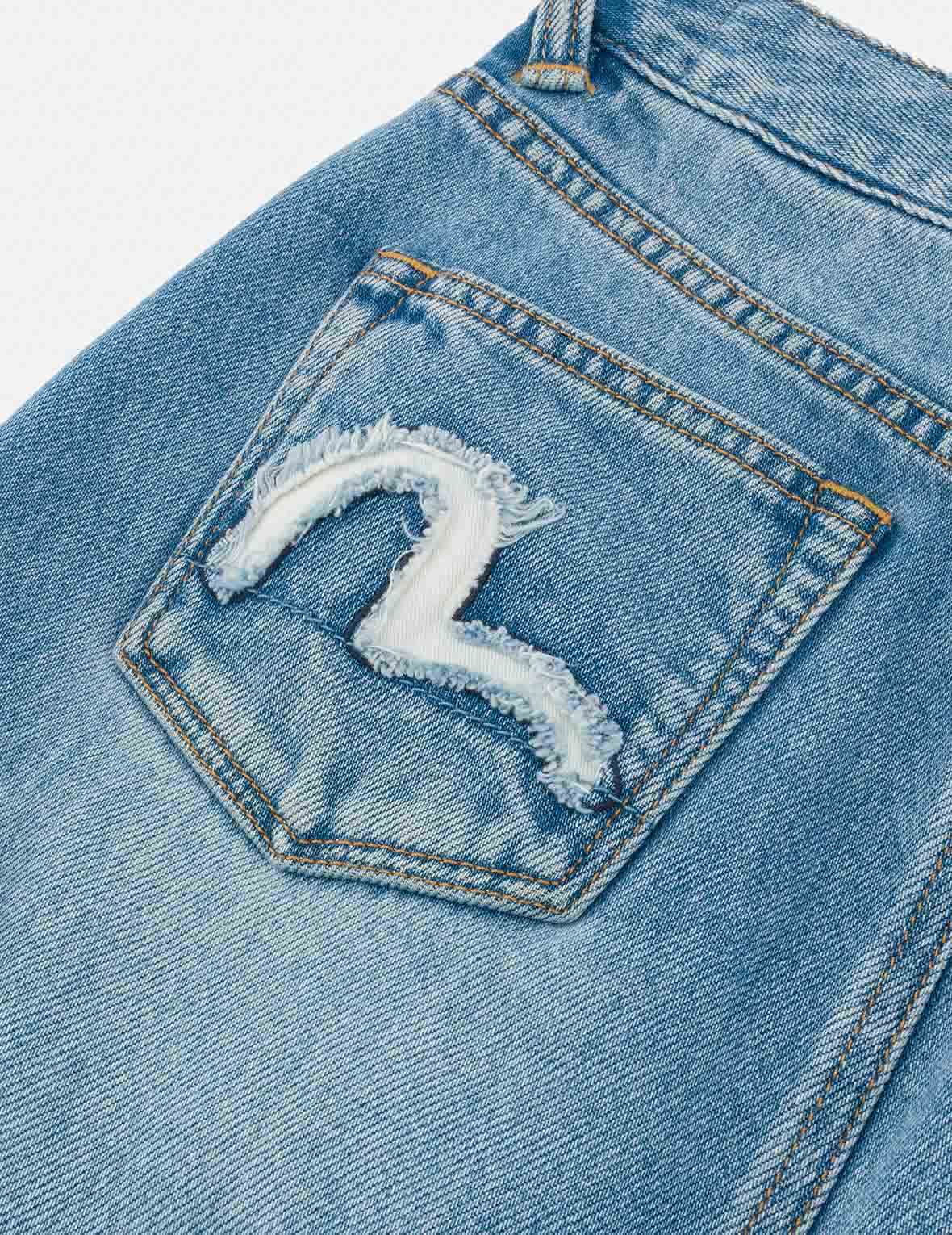 Deconstructed Inserted Seagull Embroidery Fashion Fit Denim Cargo Skirt - Image 11