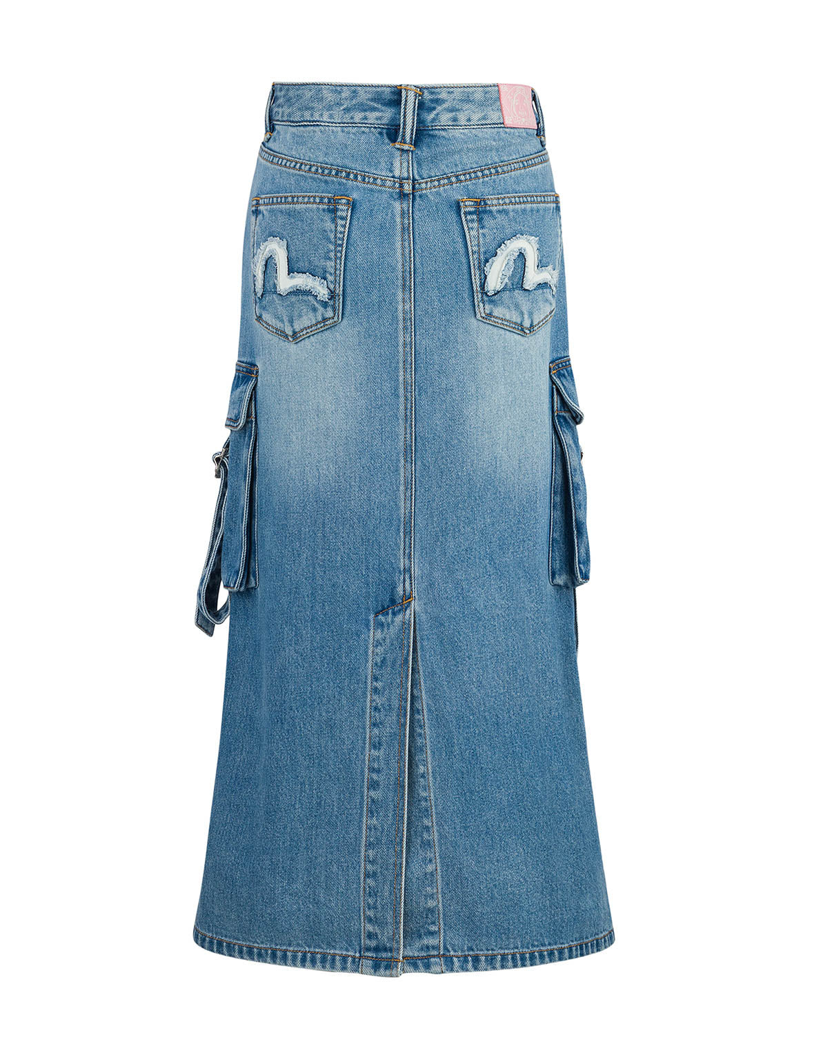 Deconstructed Inserted Seagull Embroidery Fashion Fit Denim Cargo Skirt - Image 15