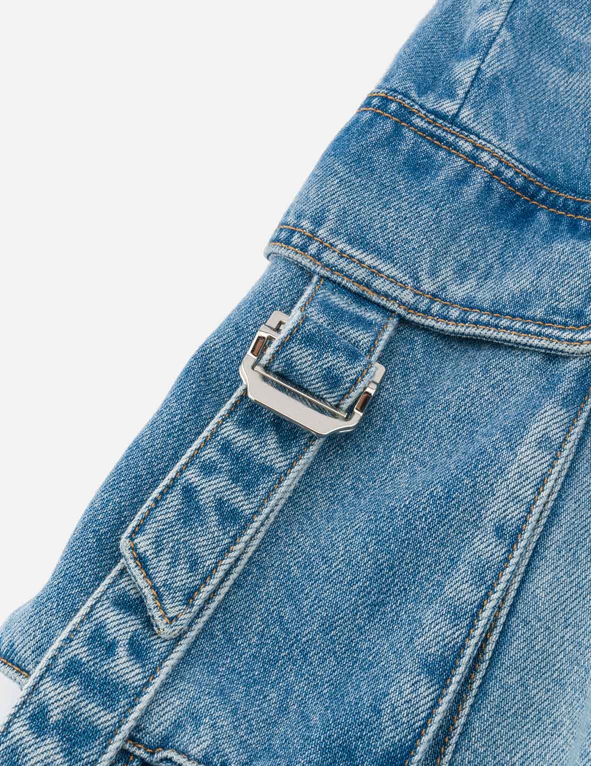 Deconstructed Inserted Seagull Embroidery Fashion Fit Denim Cargo Skirt - Image 8