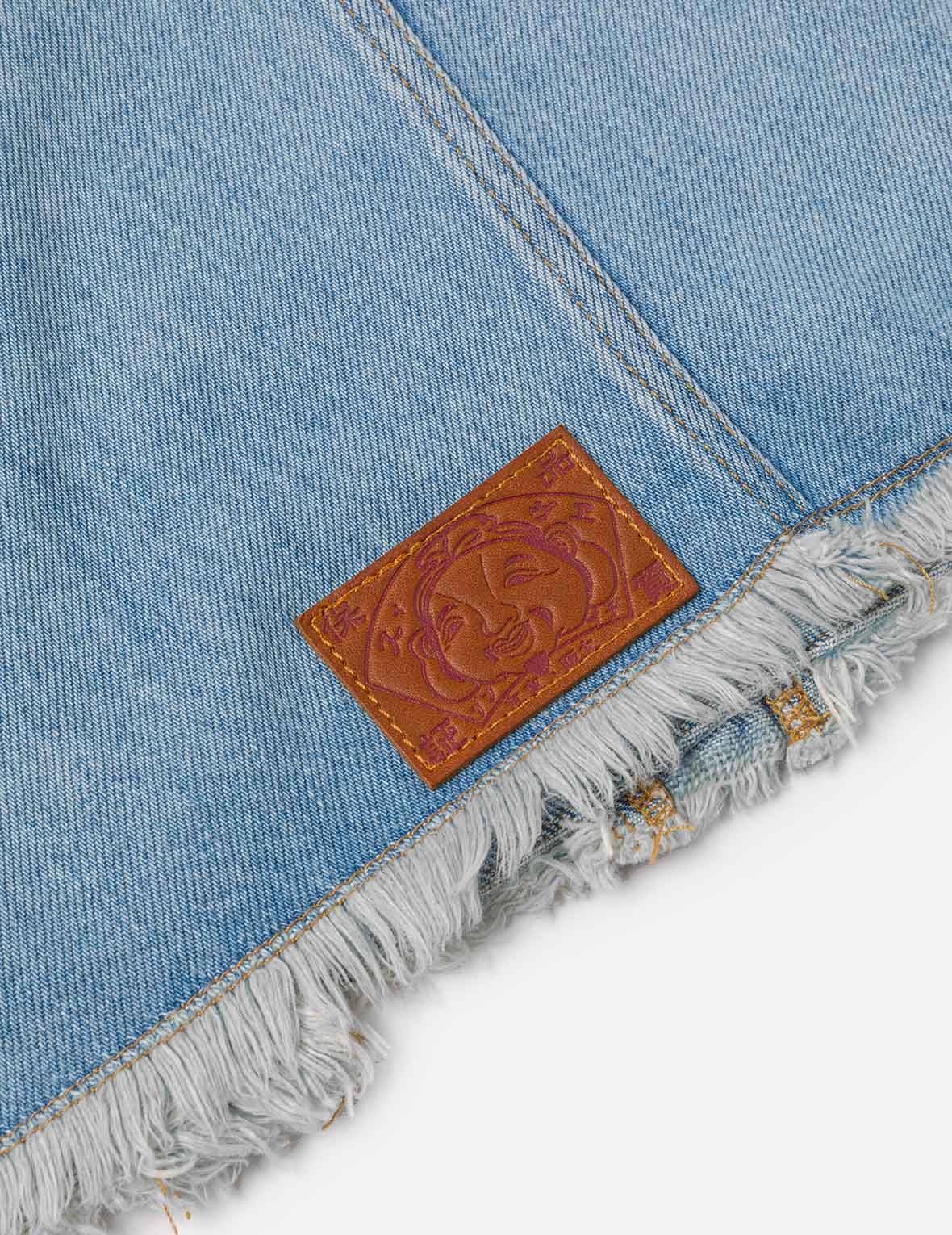 Deconstructed Logo and Seagull Embroidery Oversized Denim Jacket - Image 10