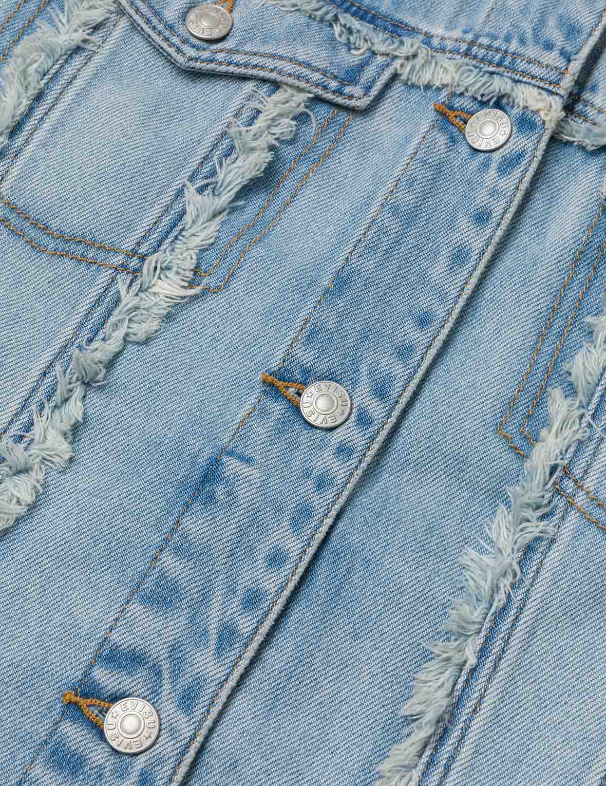 Deconstructed Logo and Seagull Embroidery Oversized Denim Jacket - Image 6