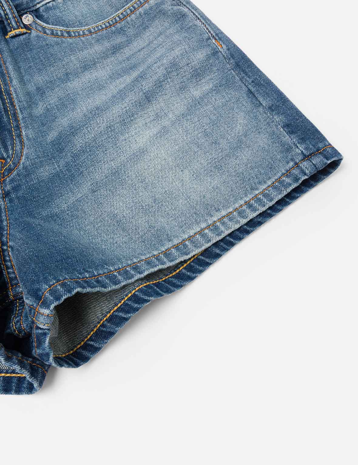 Deconstructed Seagull and Logo Applique Relax Fit Denim Shorts - Image 11