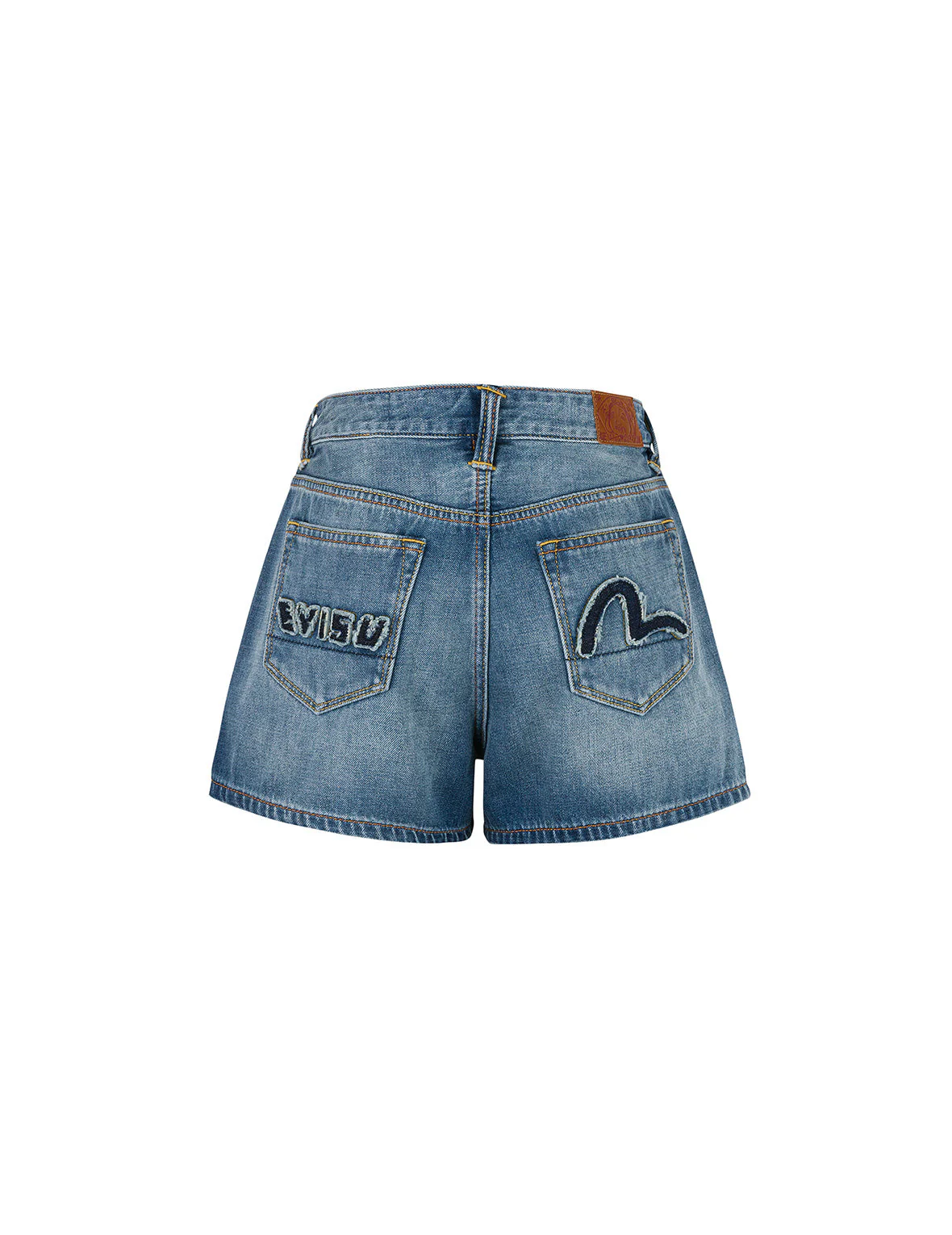 Deconstructed Seagull and Logo Applique Relax Fit Denim Shorts - Image 12