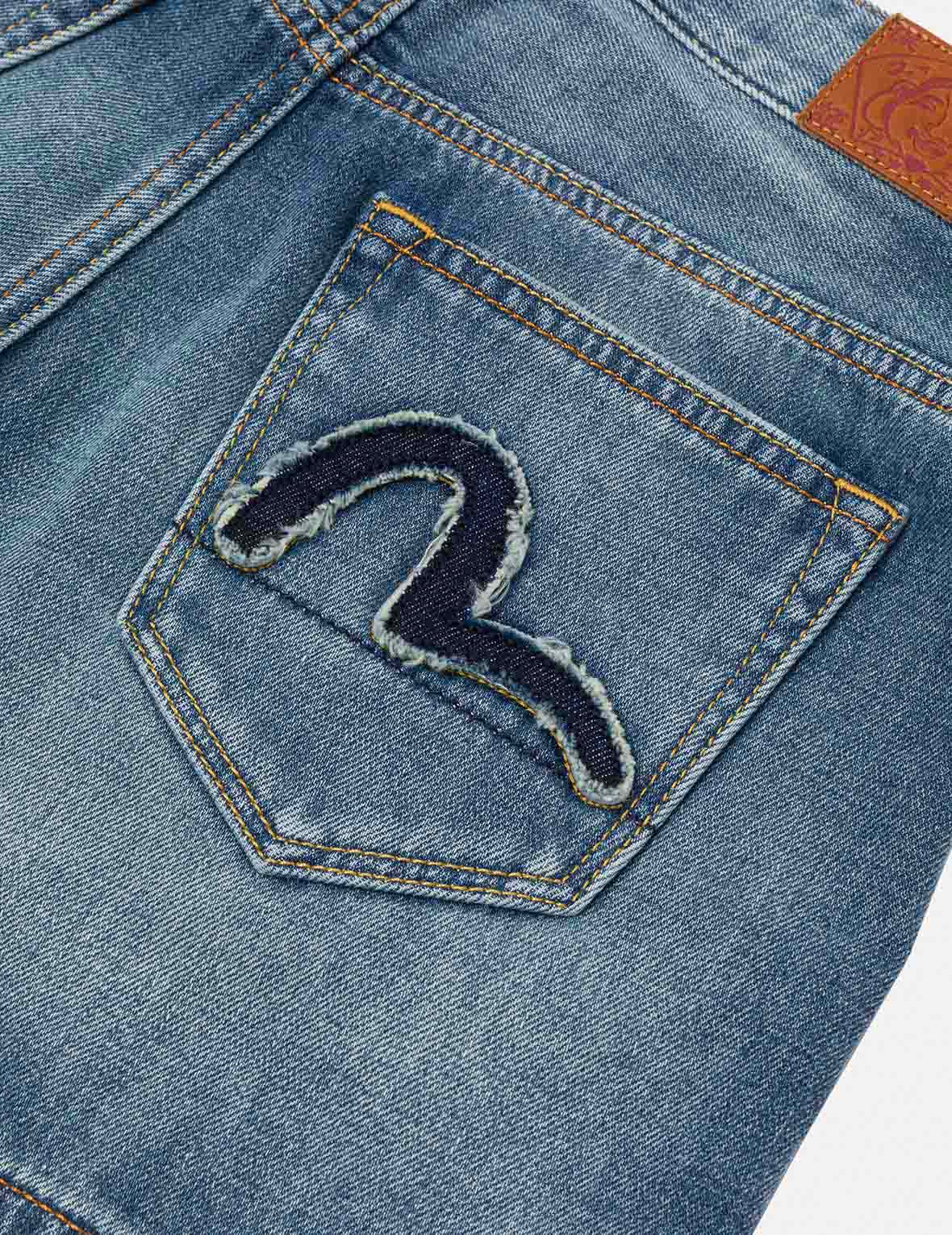 Deconstructed Seagull and Logo Applique Relax Fit Denim Shorts - Image 5