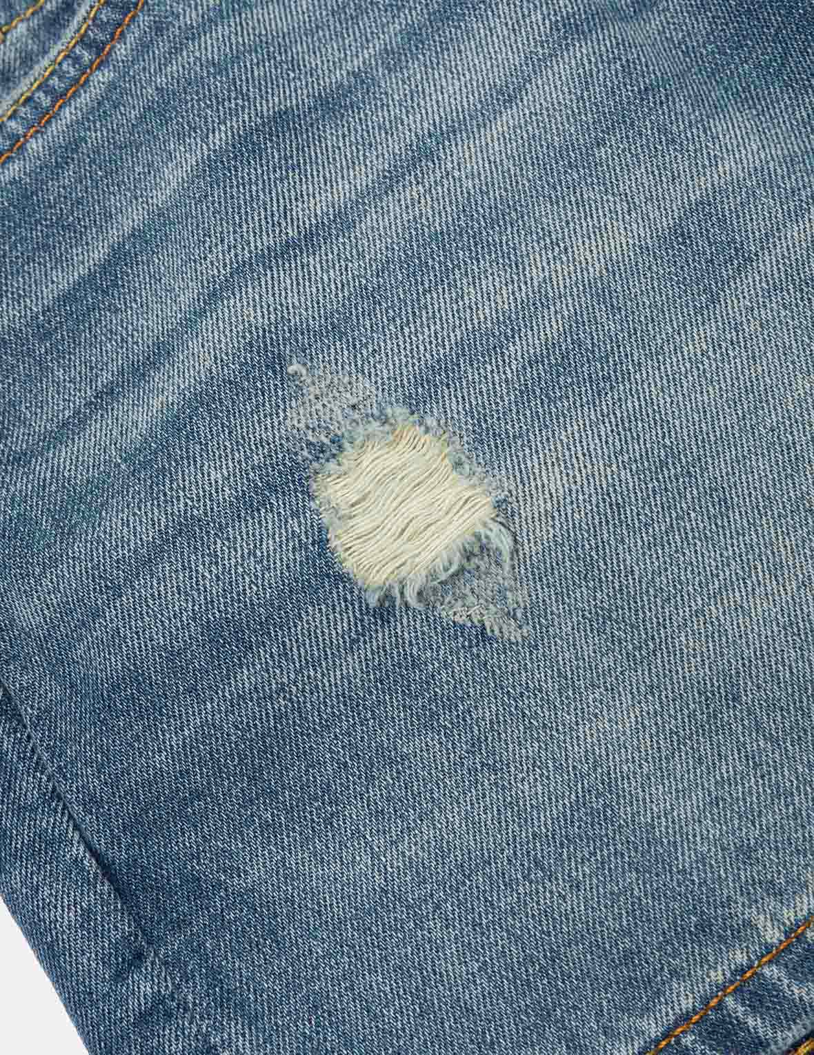 Deconstructed Seagull and Logo Applique Relax Fit Denim Shorts - Image 7