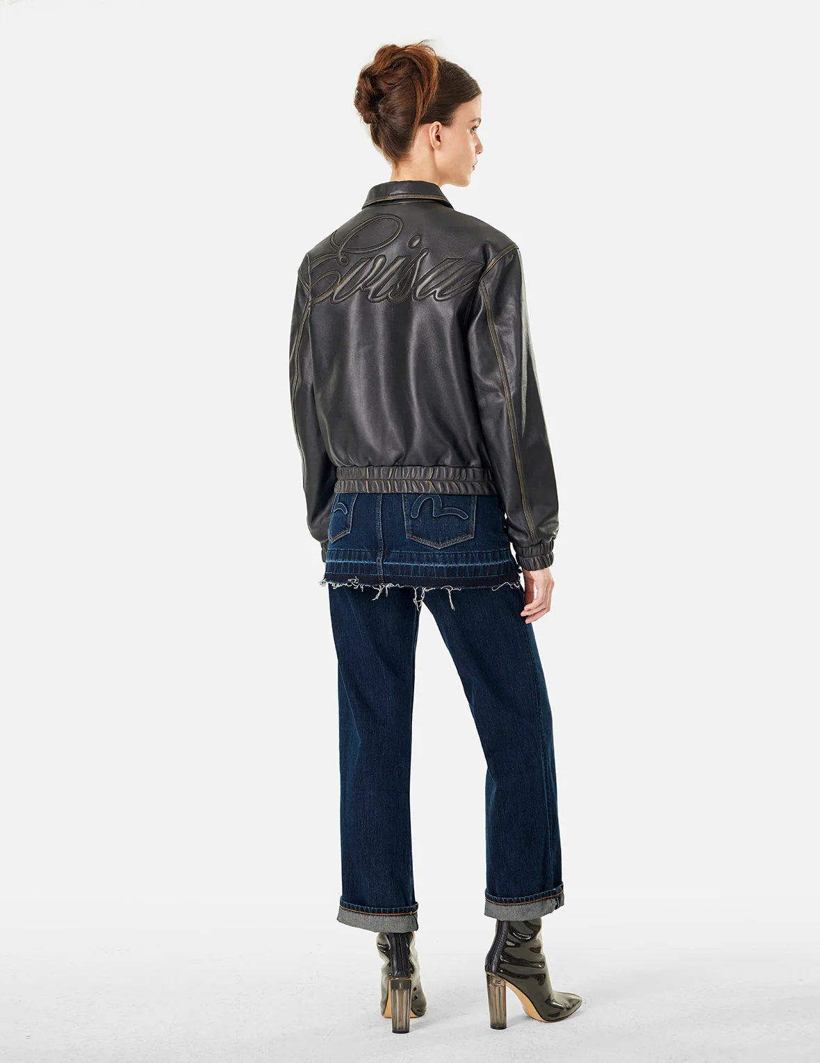 Deconstructed Seagull Embossed Fashion Fit Skirt-Jeans - Image 11