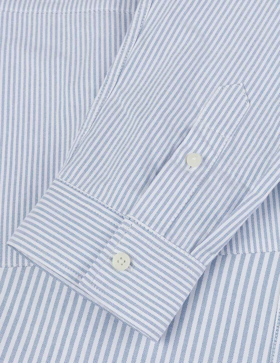 Deconstructed Seagull Embroidery Relax Fit Striped Shirt - Image 11