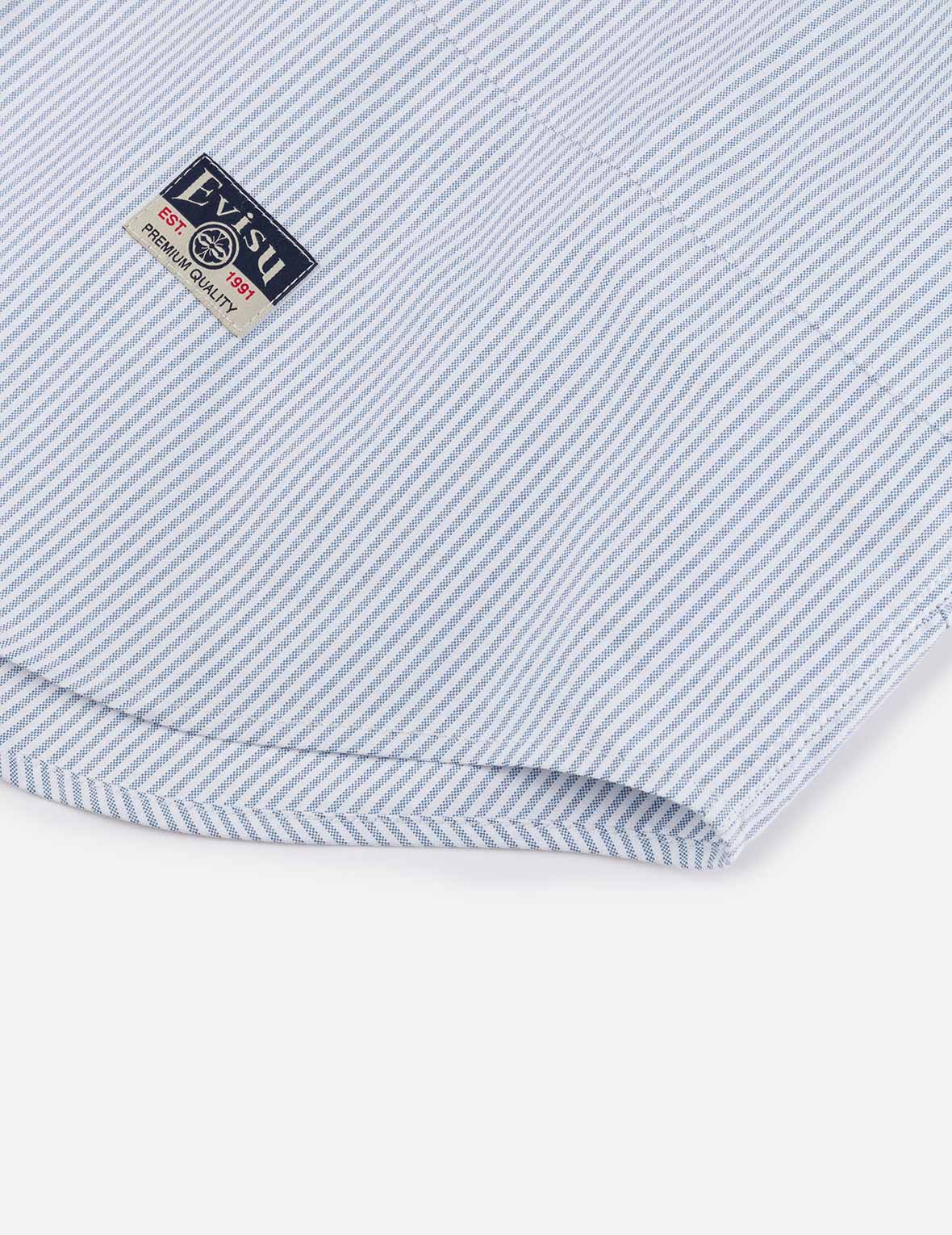 Deconstructed Seagull Embroidery Relax Fit Striped Shirt - Image 12