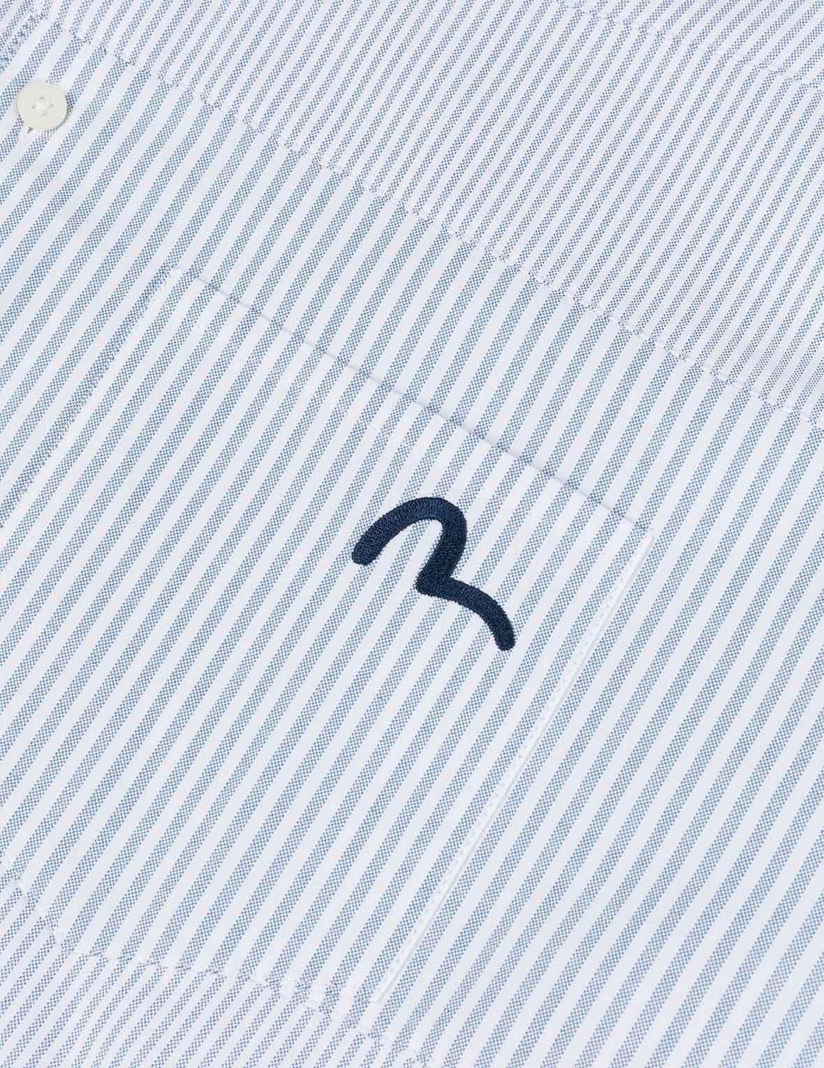 Deconstructed Seagull Embroidery Relax Fit Striped Shirt - Image 5