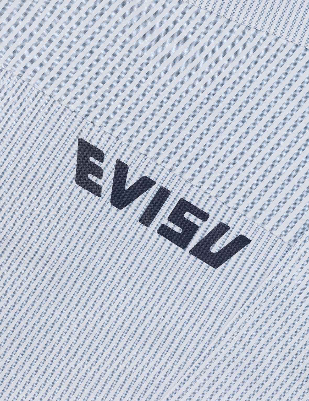 Deconstructed Seagull Embroidery Relax Fit Striped Shirt - Image 6