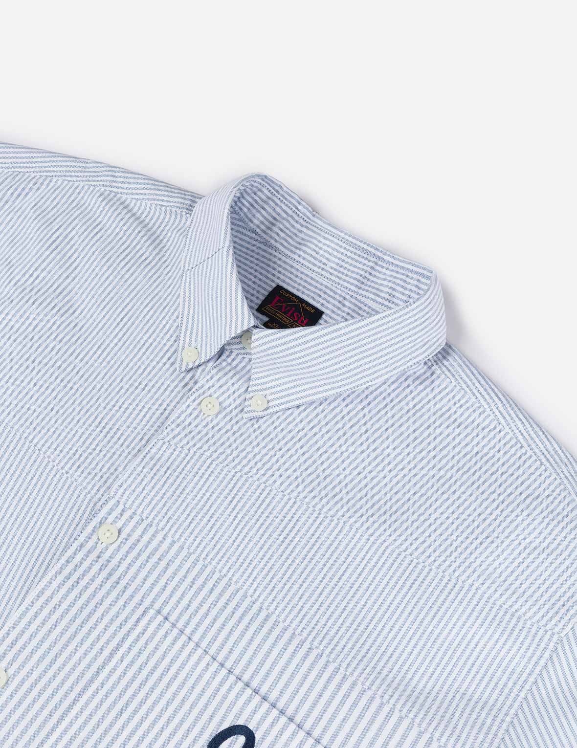 Deconstructed Seagull Embroidery Relax Fit Striped Shirt - Image 7