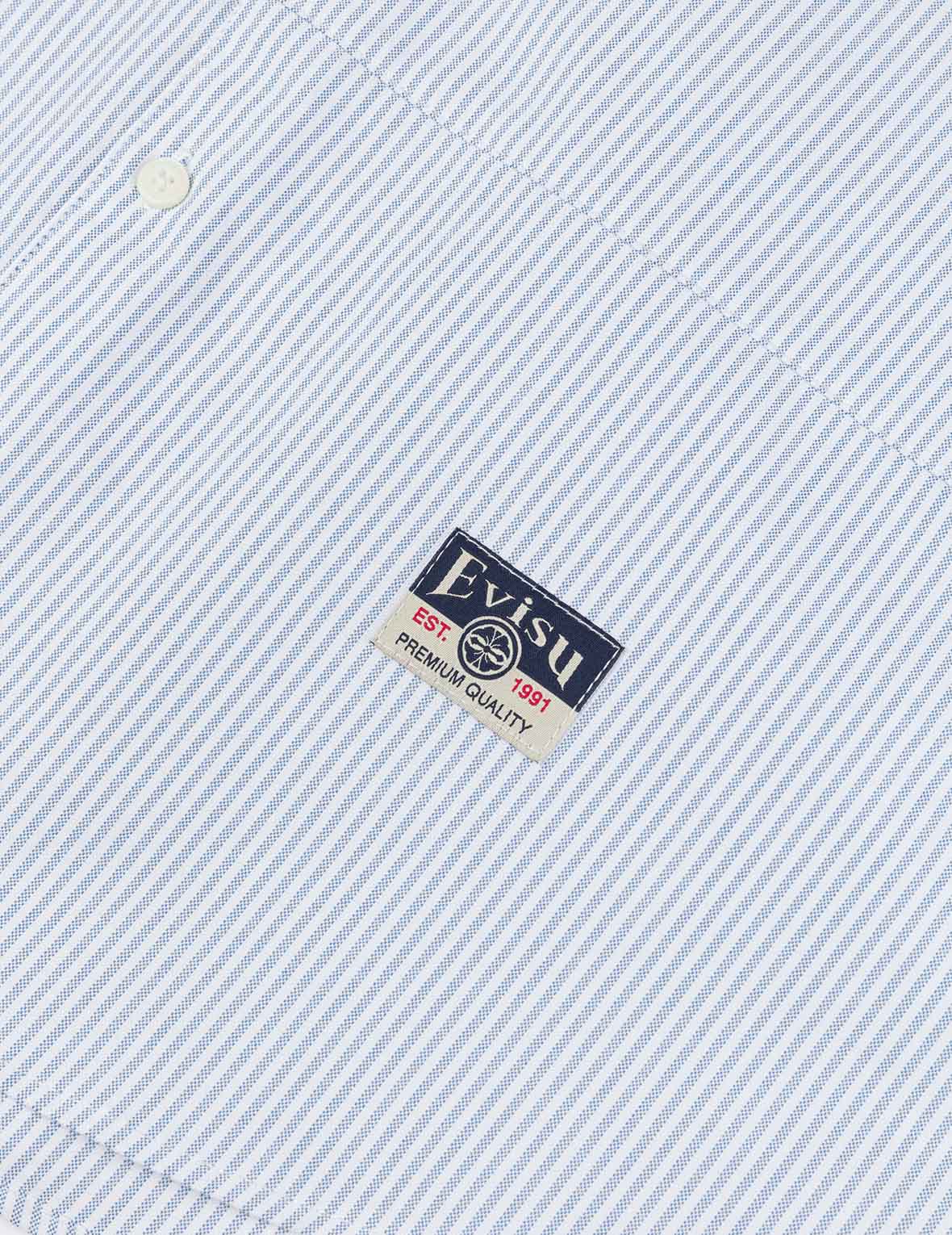 Deconstructed Seagull Embroidery Relax Fit Striped Shirt - Image 8