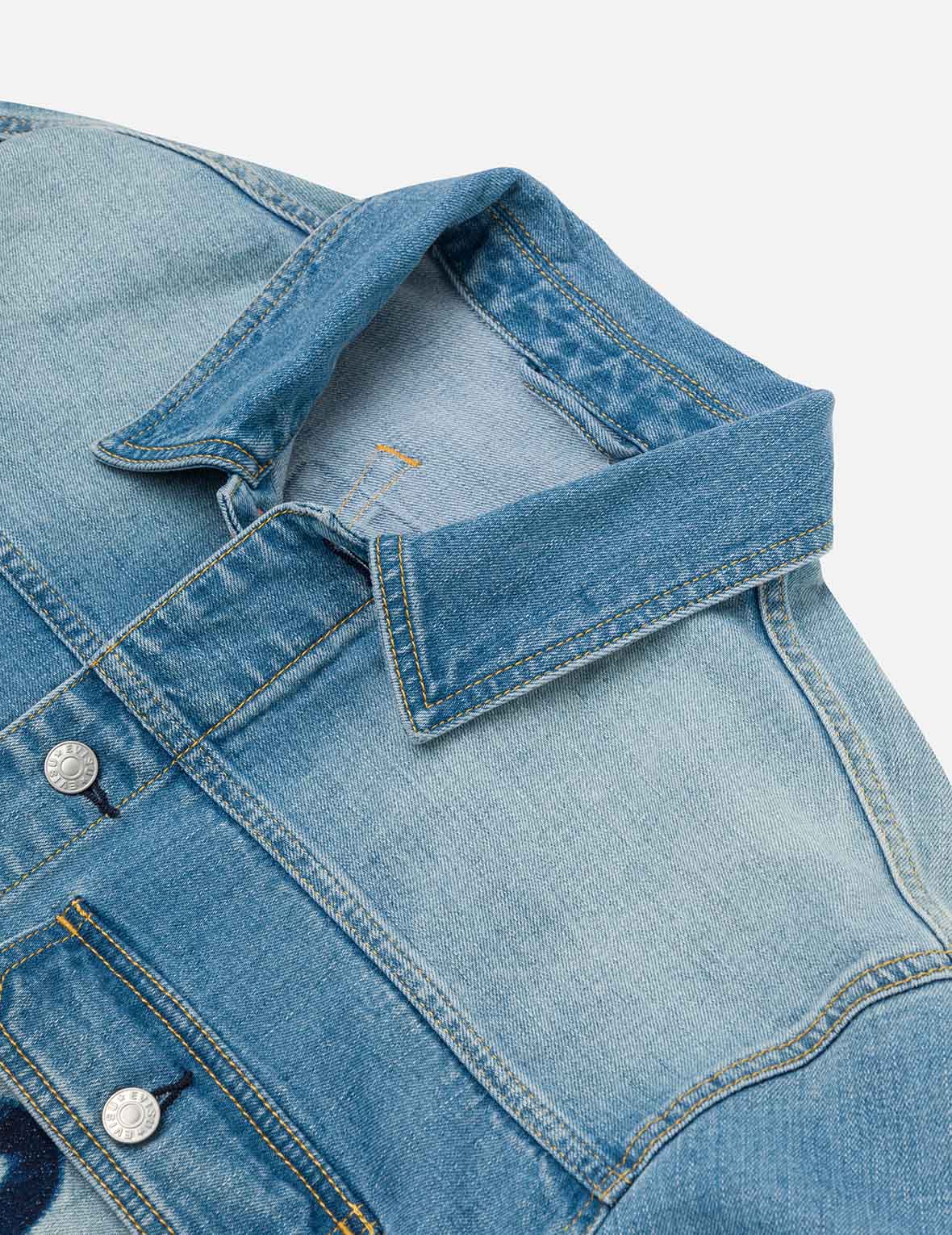 Deconstructed with Multi-pocket Loose Fit Denim Jacket - Image 17