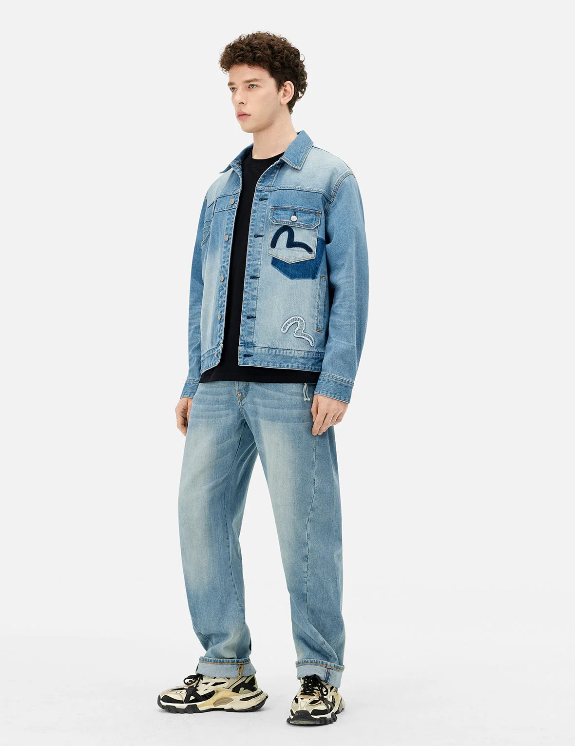 Deconstructed with Multi-pocket Loose Fit Denim Jacket - Image 3