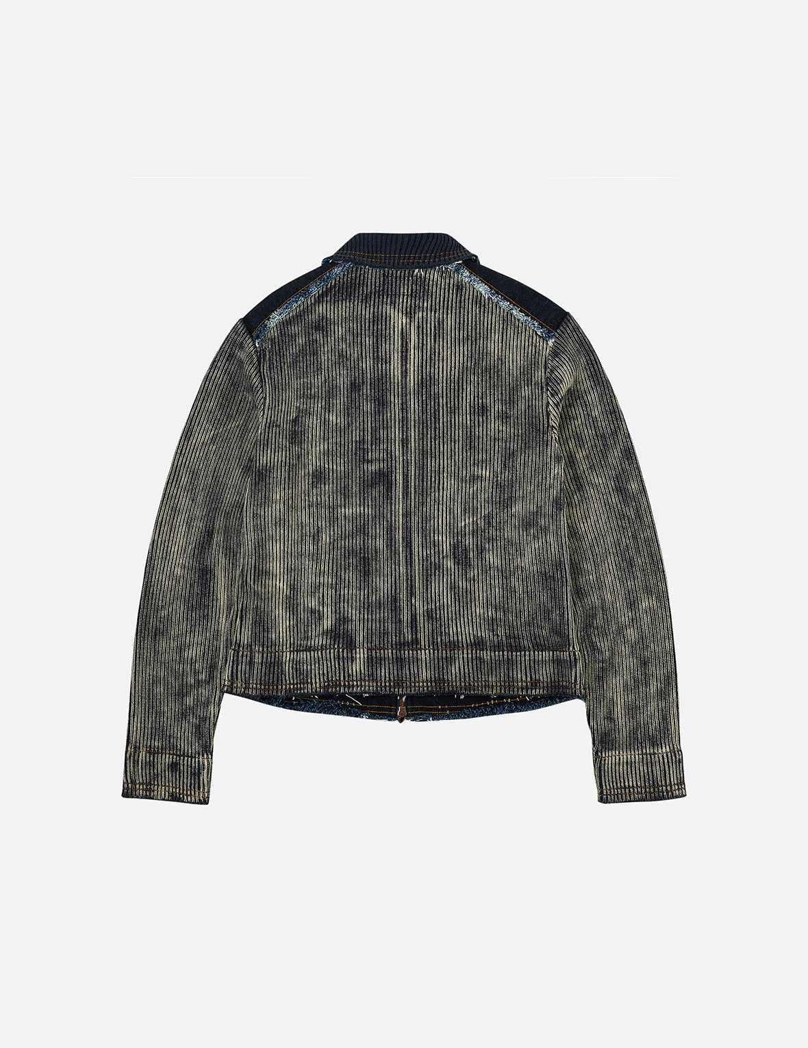 Denim Panelled Fashion Fit Zip-Up Cardigan - Image 4