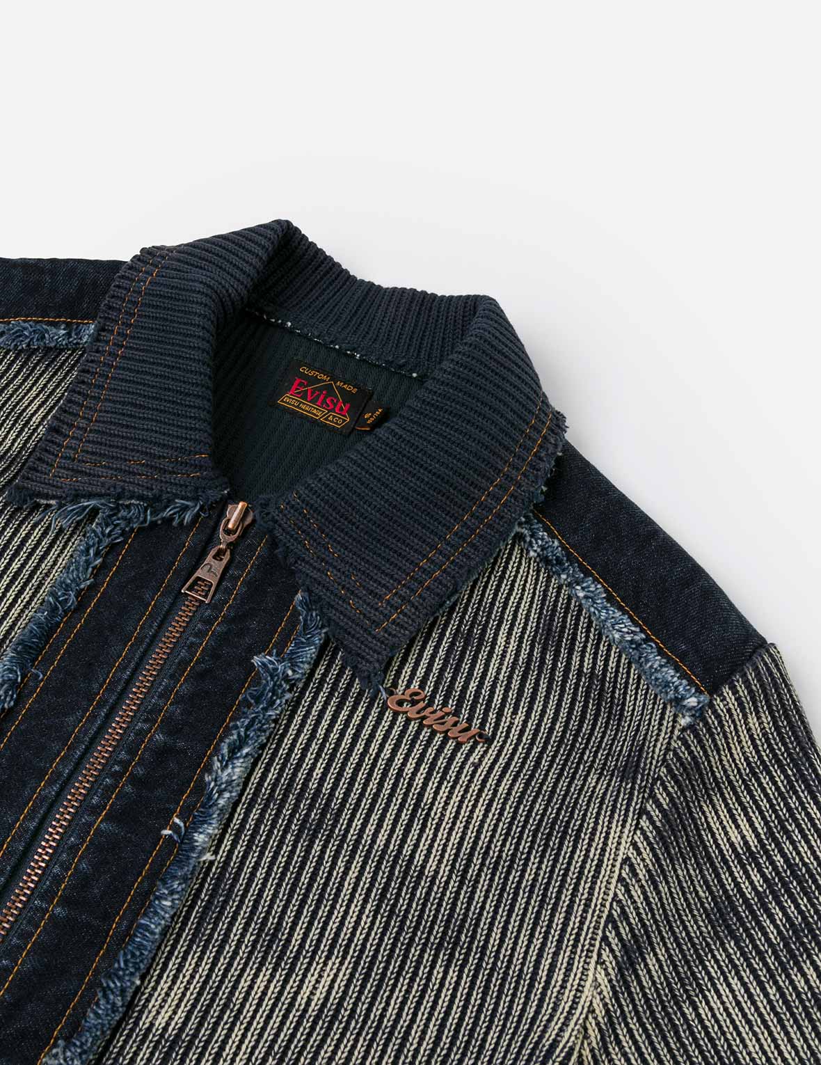 Denim Panelled Fashion Fit Zip-Up Cardigan - Image 9