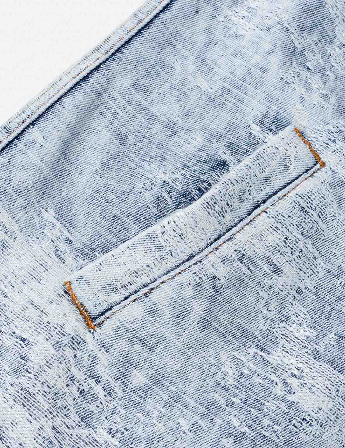 Detachable Distressed Denim Bomber Jacket - Image 12