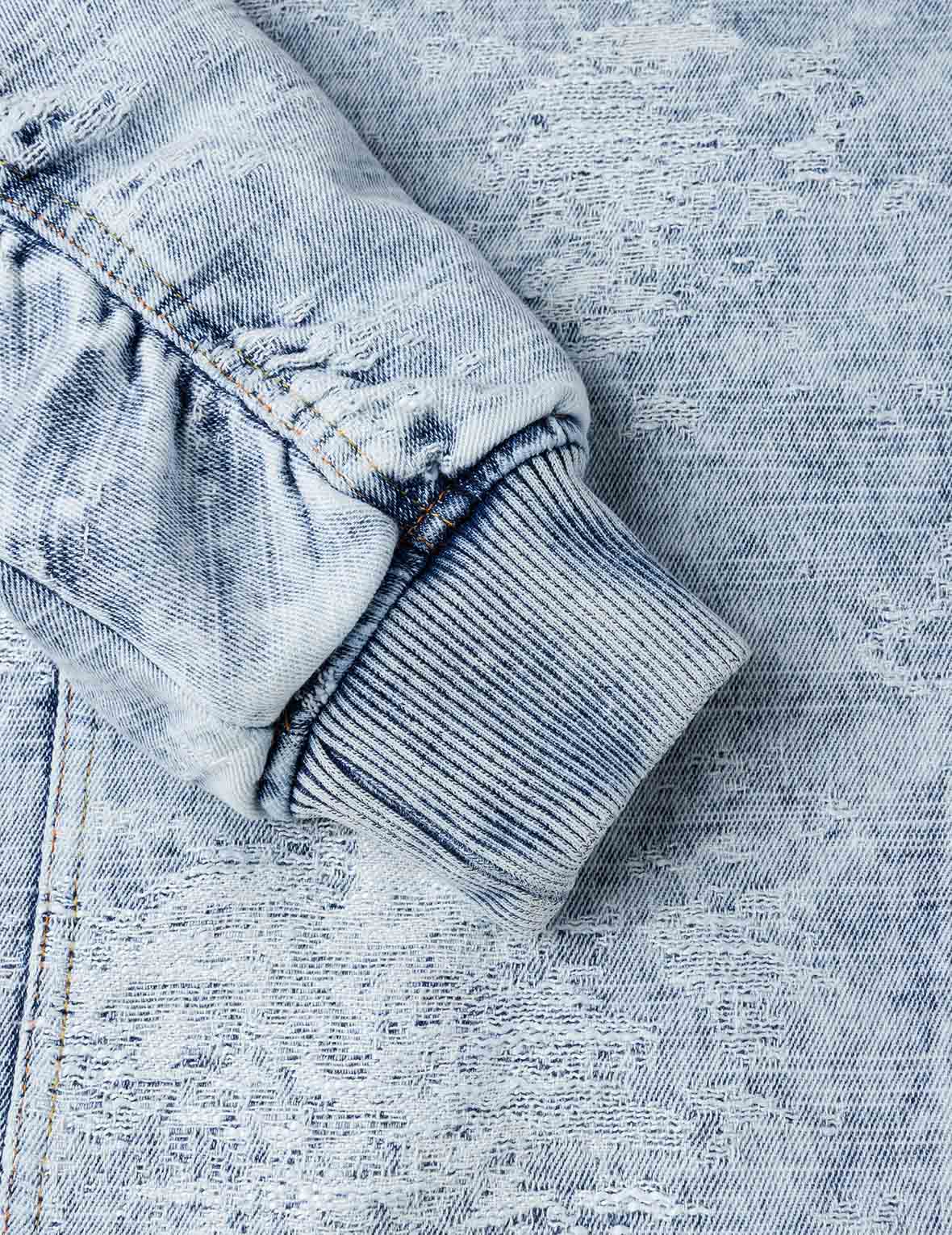 Detachable Distressed Denim Bomber Jacket - Image 14