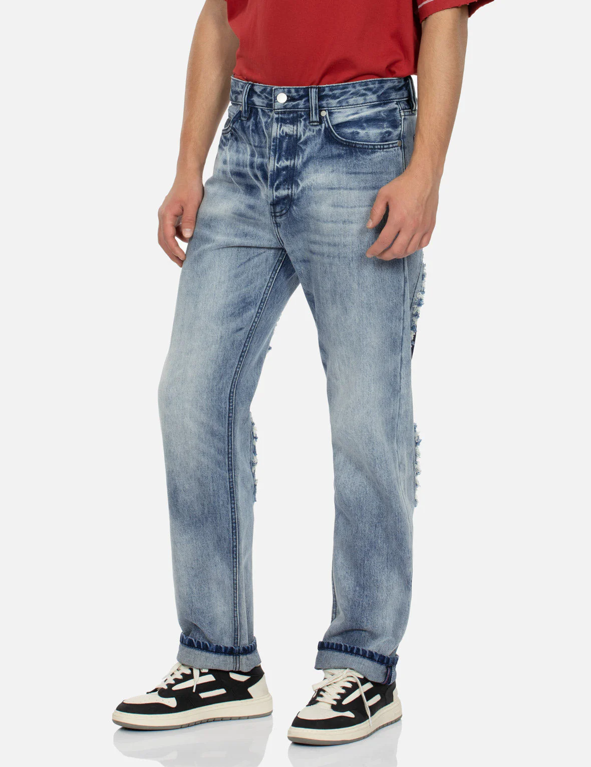 Distressed Daicock Straight Fit Washed Jeans - Image 8