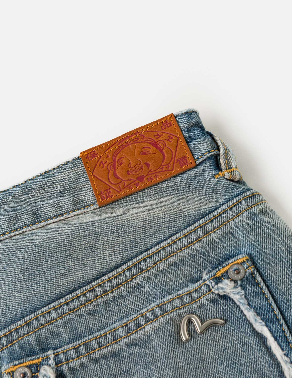 Distressed Denim Shorts with Printed Pocket Lining - Image 10