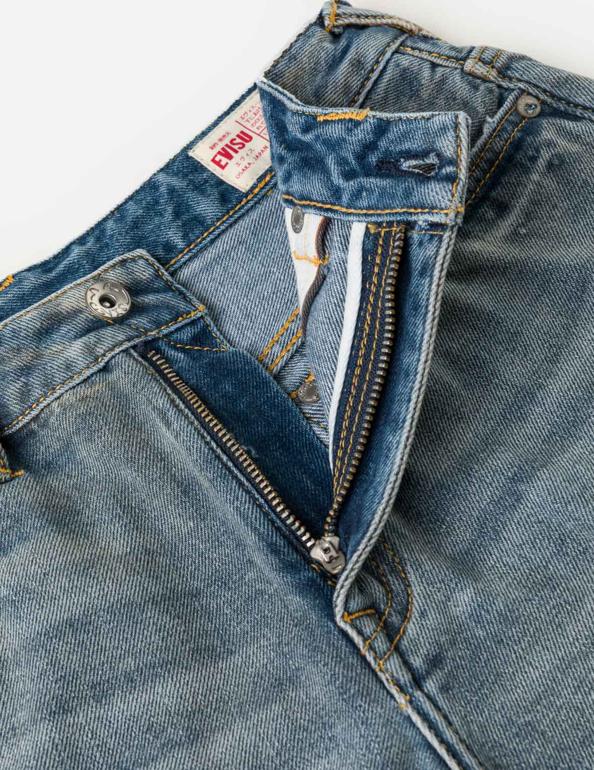 Distressed Denim Shorts with Printed Pocket Lining - Image 11