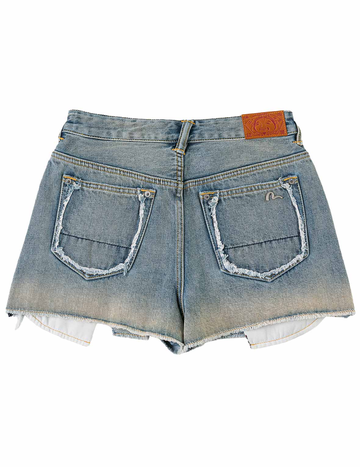 Distressed Denim Shorts with Printed Pocket Lining - Image 2