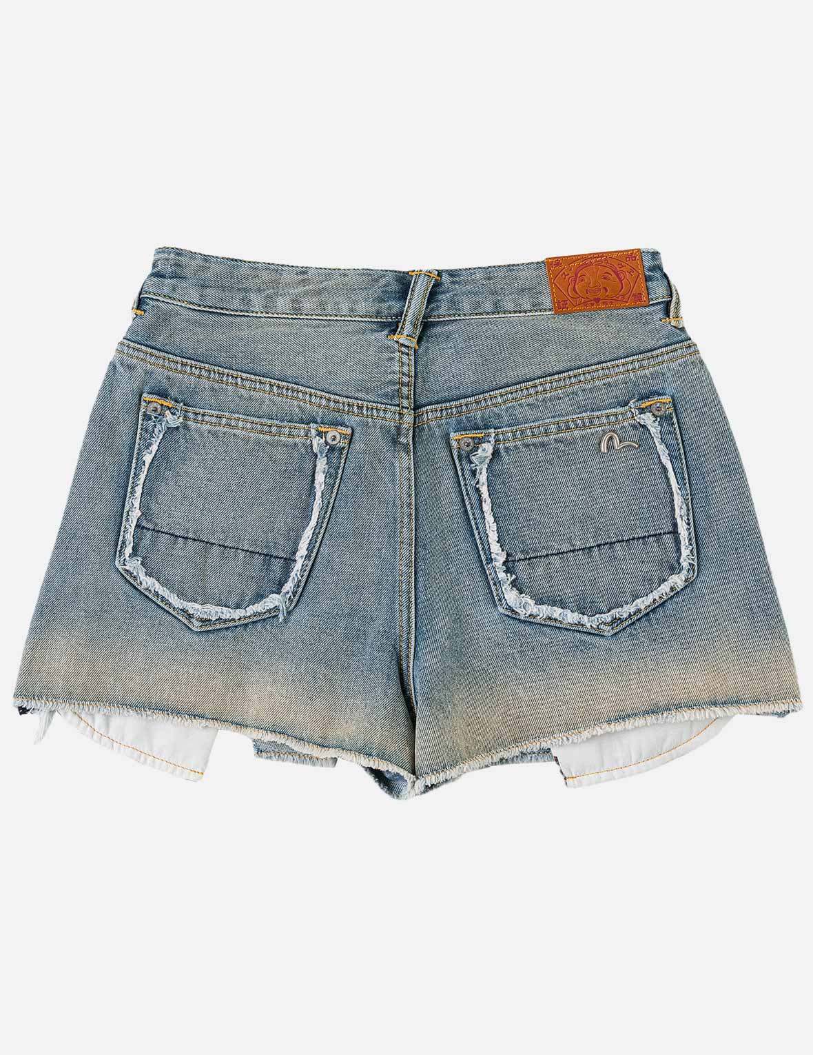 Distressed Denim Shorts with Printed Pocket Lining - Image 4