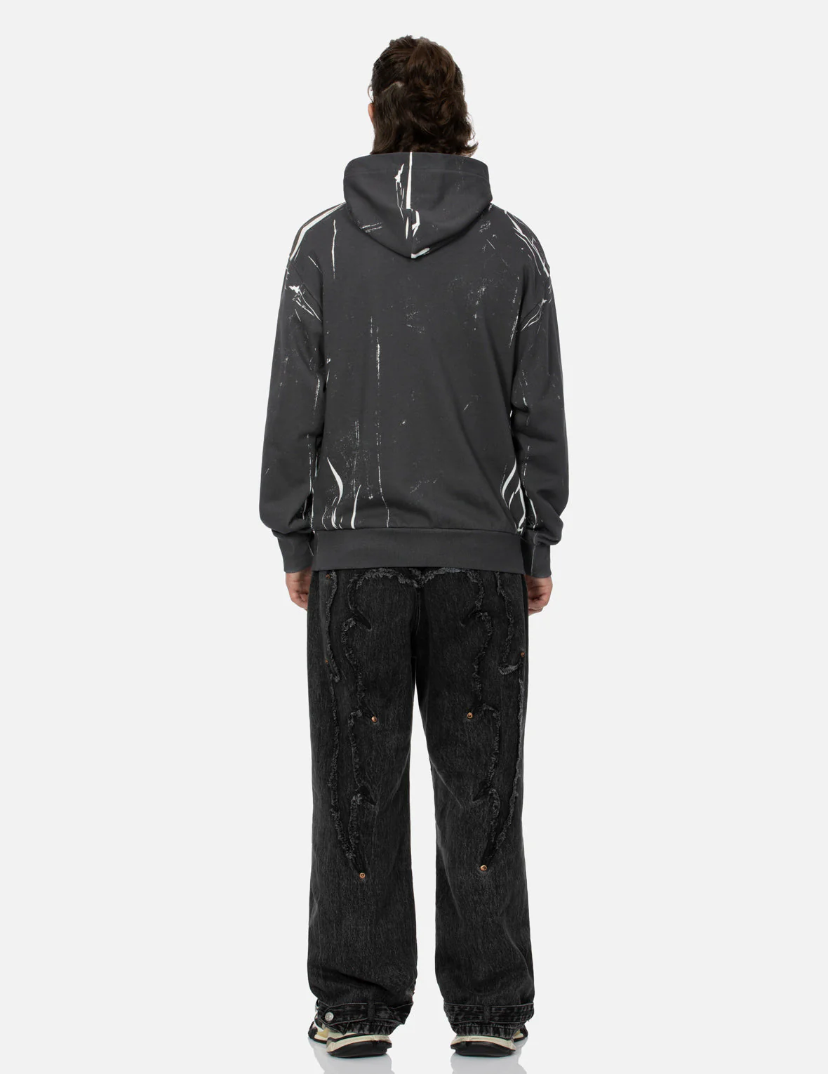 Distressed Edges Inserted Daicock Baggy Jeans - Image 5