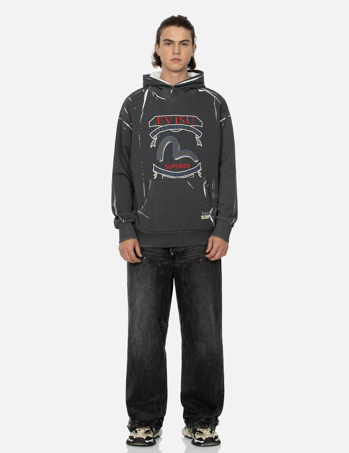 Distressed Edges Inserted Daicock Baggy Jeans - Image 6