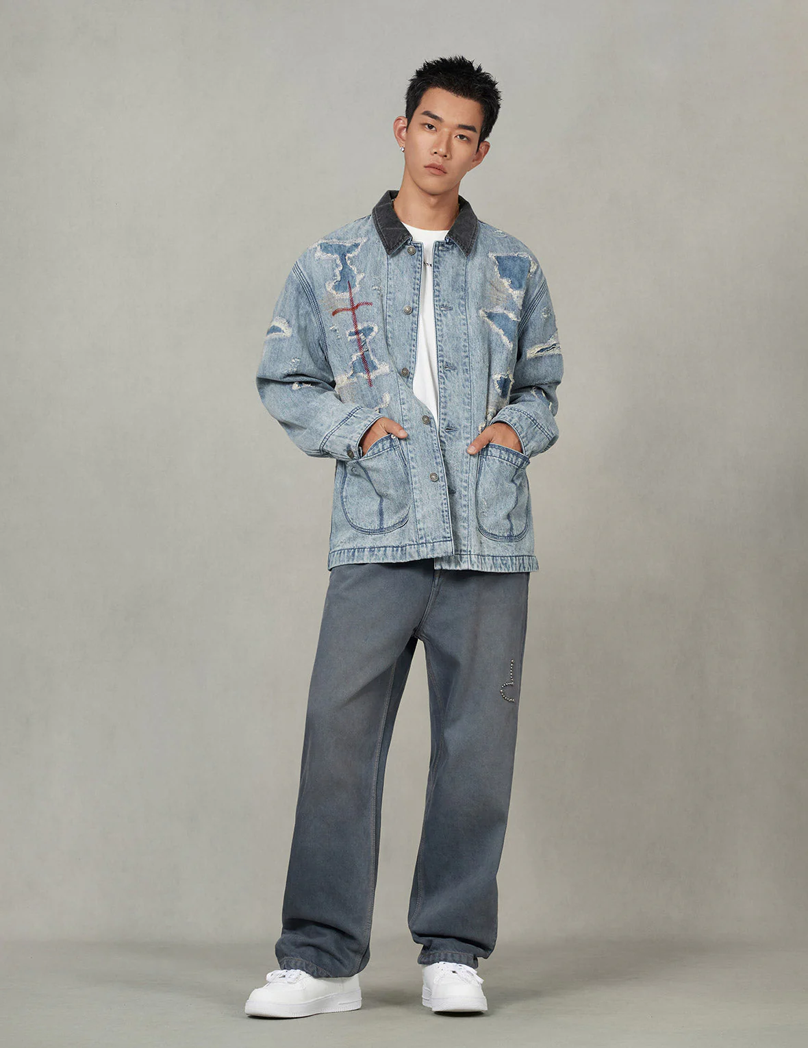 Distressed Fashion Fit Denim Jacket - Image 5