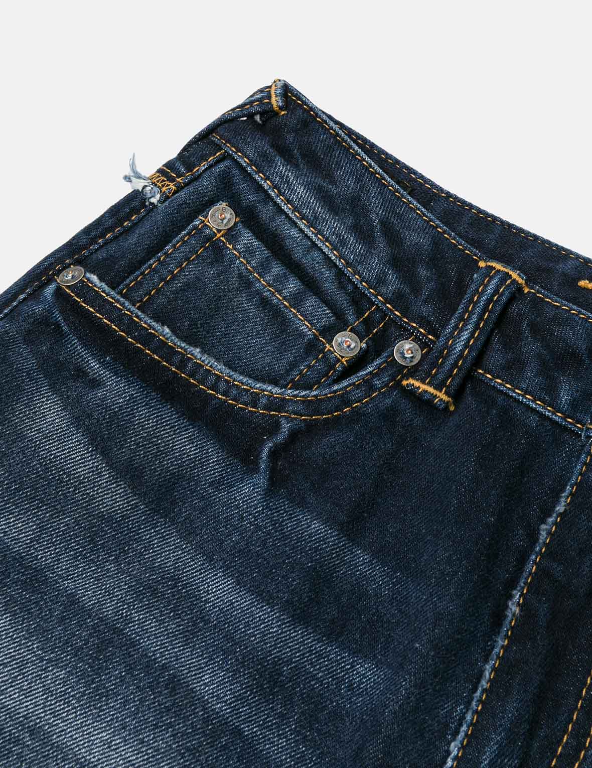 Distressed Kamon and Seagull Appliqué Embroidery Fashion Fit Denim Shorts - Image 11