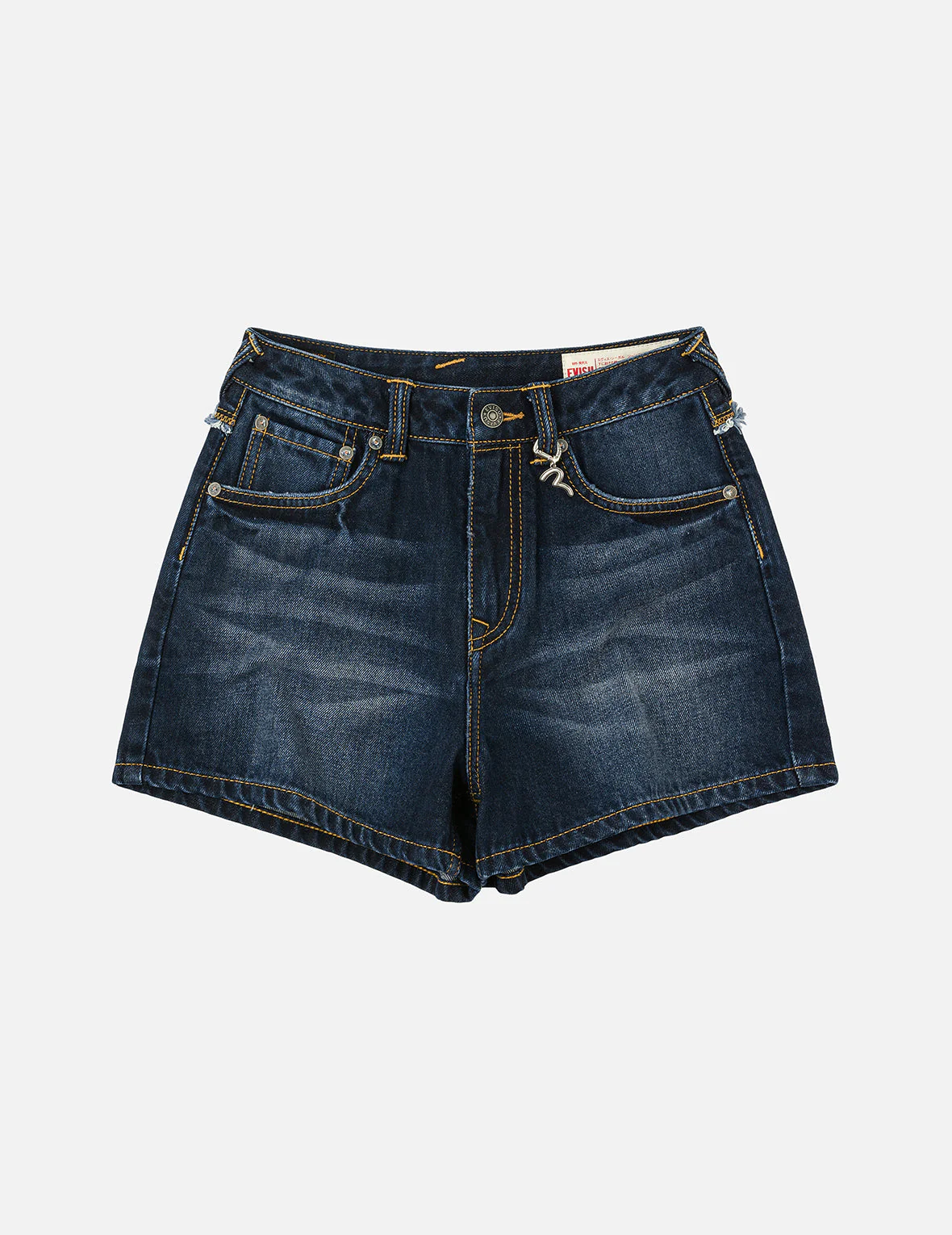 Distressed Kamon and Seagull Appliqué Embroidery Fashion Fit Denim Shorts - Image 4