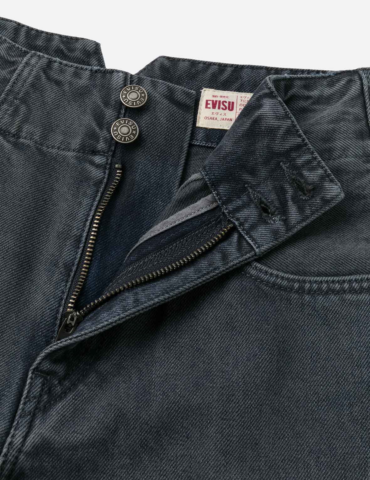 Distressed Kamon Appliqué Embroidery Balloon Fit Jeans - Image 9