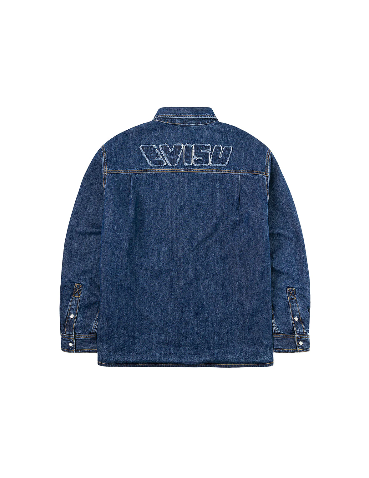 Distressed Logo Appliqué Embroidery Relax Fit Denim Shirt - Image 12