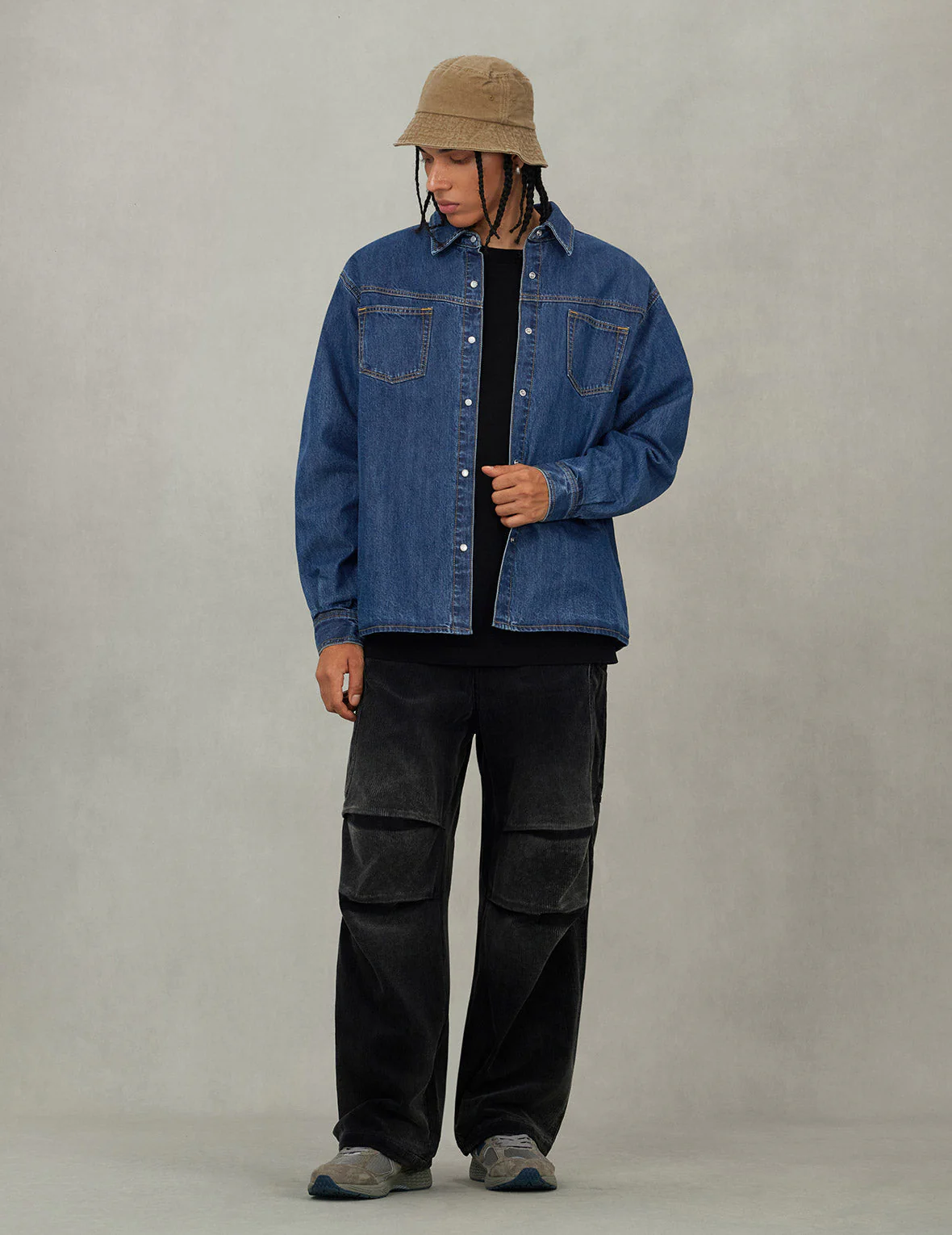 Distressed Logo Appliqué Embroidery Relax Fit Denim Shirt - Image 5