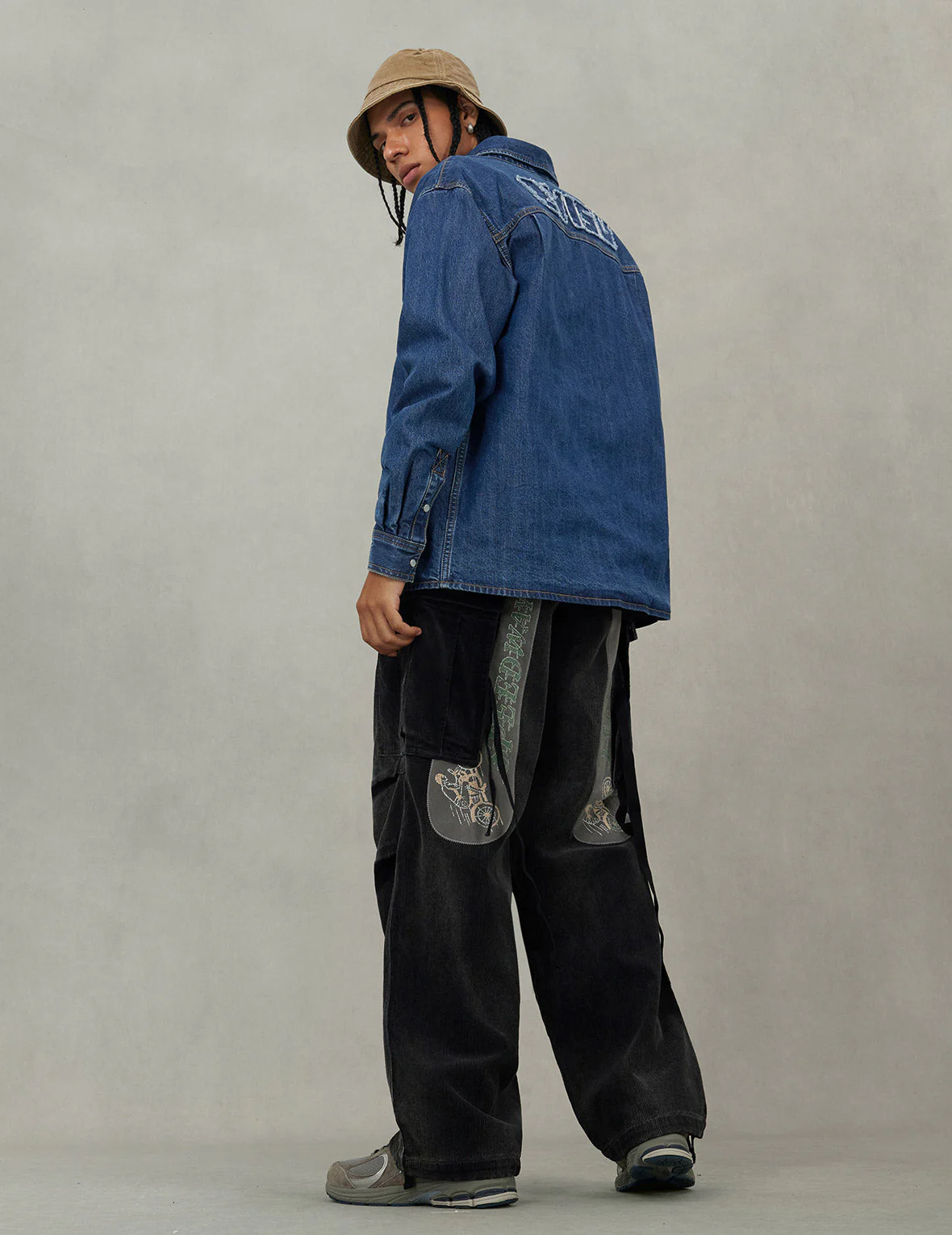 Distressed Logo Appliqué Embroidery Relax Fit Denim Shirt - Image 6