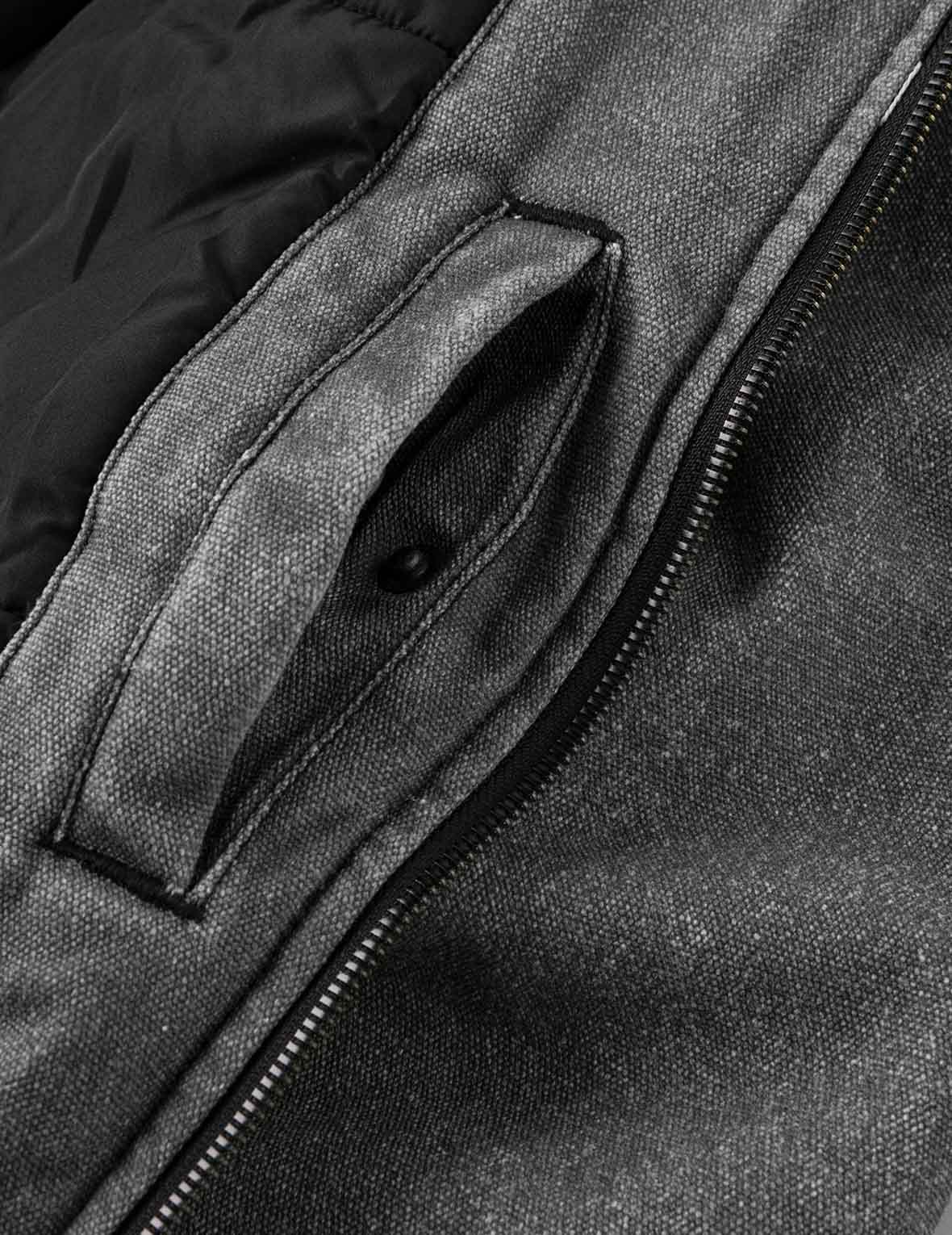 Distressed Print with Logo Embroidery Loose Fit Padded Boomer Jacket - Image 13