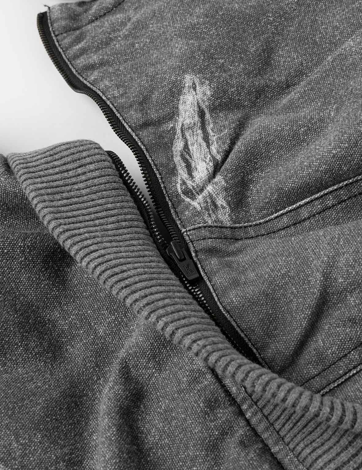 Distressed Print with Logo Embroidery Loose Fit Padded Boomer Jacket - Image 14