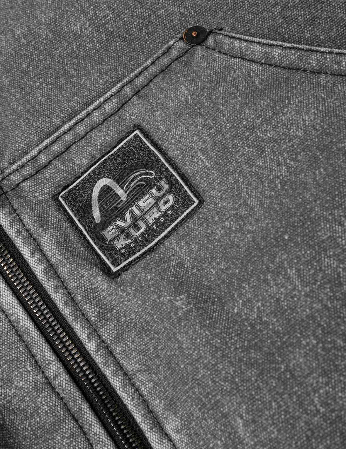 Distressed Print with Logo Embroidery Loose Fit Padded Boomer Jacket - Image 9